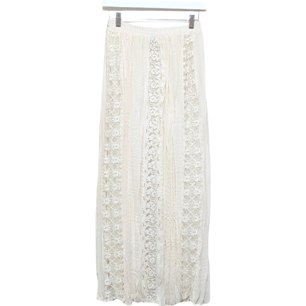 Vintage Elegant Cream Lace Maxi Skirt